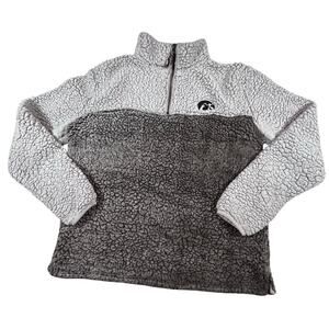 Summit Sportswear Iowa Hawkeyes Sherpa 1/4 Zip Sweater Gray/White Women’s Sz M